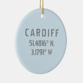 Cardiff Wales Latitude & Longitude Personalisiert Keramik Ornament (Rechts)