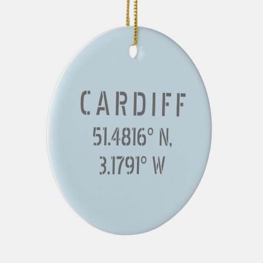 Cardiff Wales Latitude & Longitude Personalisiert Keramik Ornament (Rechts)