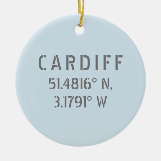 Cardiff Wales Latitude & Longitude Personalisiert Keramik Ornament (Vorne)