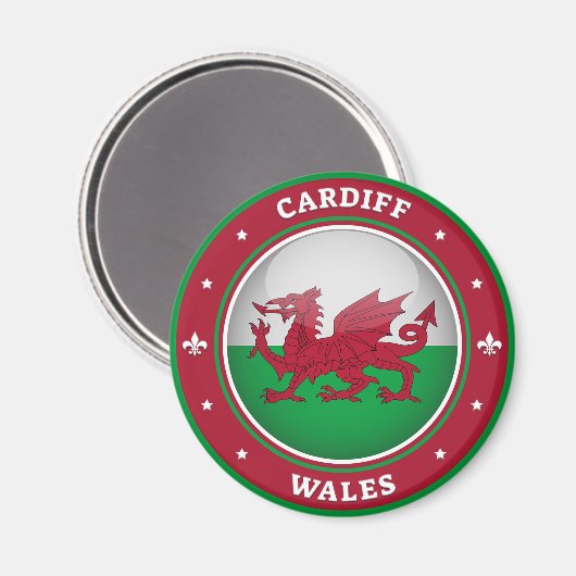 Cardiff Wales Magnet (Vorderseite/Rückseite)