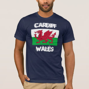 Cardiff, Wales mit Waliser-Flagge T-Shirt