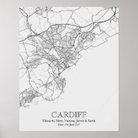 Cardiff Wales Personalisierte Stadtkarte