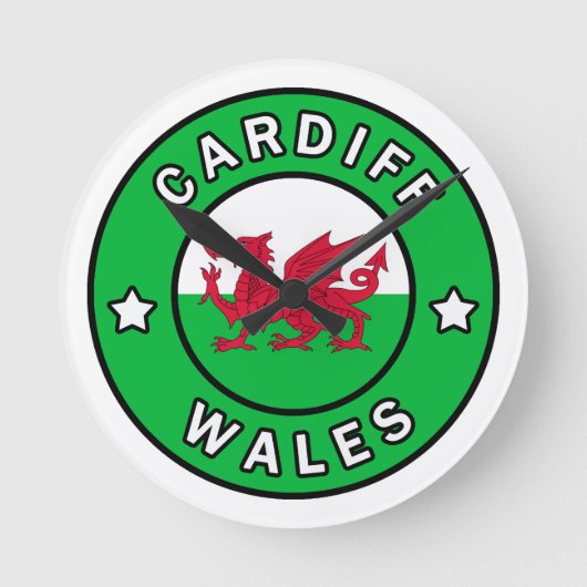Cardiff Wales Runde Wanduhr (Vorderseite)