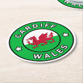 Cardiff Wales Runder Pappuntersetzer (Angewinkelt)