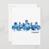 Cardiff Wales Skyline Blue Einladungspostkarte (Vorne/Hinten)