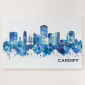 Cardiff Wales Skyline Blue Puzzle (Horizontal)