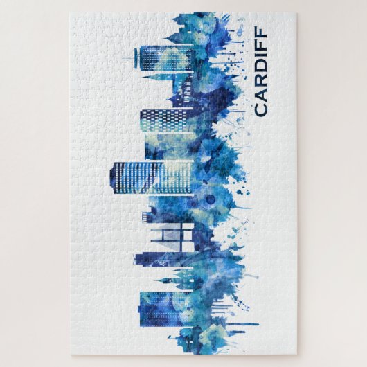 Cardiff Wales Skyline Blue Puzzle (Vertikal)