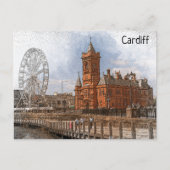 Cardiff Wales UK Vintage Travel Postkarte (Vorderseite)