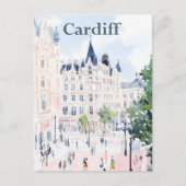 Cardiff Wales Wasserfarbenmalerei Reisen Postkarte (Vorderseite)