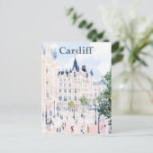 Cardiff Wales Wasserfarbenmalerei Reisen Postkarte (Stehend Vorderseite)