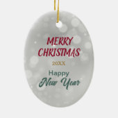 Cardigan Corgi Dog in Weihnachtslicht ummantelt Keramik Ornament (Hinten)