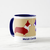 Cardigan Corgis Red und Blue Tasse (Vorderseite Links)