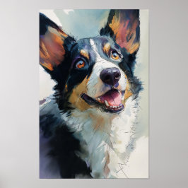 Cardigan Welsh Corgi Aquarell Poster