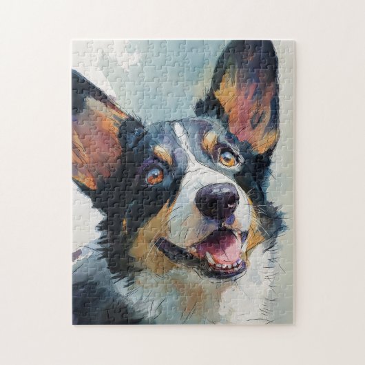 Cardigan Welsh Corgi Aquarell Puzzle (Vertikal)