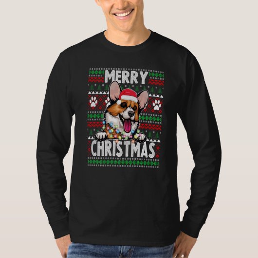 Cardigan Welsh Corgi Christmas Lights Dog Xmas Paj T-Shirt (Vorderseite)