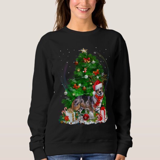 Cardigan Welsh Corgi Christmas Tree Light Pajama D Sweatshirt (Vorderseite)
