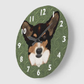 Cardigan Welsh Corgi Clock Große Wanduhr (Winkel)
