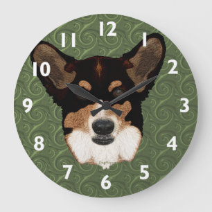 Cardigan Welsh Corgi Clock Große Wanduhr