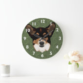Cardigan Welsh Corgi Clock Große Wanduhr (Zuhause)