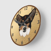 Cardigan Welsh Corgi Clock Runde Wanduhr (Winkel)