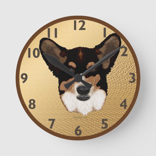 Cardigan Welsh Corgi Clock Runde Wanduhr (Vorderseite)