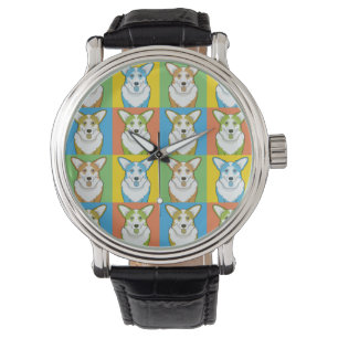 Cardigan Welsh Corgi Dog Cartoon Pop-Art Armbanduhr