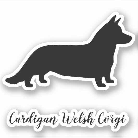 Cardigan Welsh Corgi Dog Silhouette Vinyl Sticker (Vorderseite)