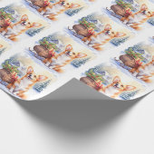 Cardigan Welsh Corgi Festive Sleigh Christmas Art Geschenkpapier (Ecke)