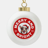 Cardigan Welsh Corgi fröhlich und hell Keramik Kugel-Ornament (Vorderseite)