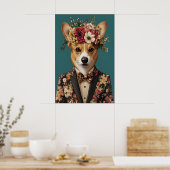 Cardigan Welsh Corgi im Anzug Poster, Corgi Poster (Küche)