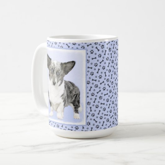 Cardigan Welsh Corgi Malerei - Original Hund Kunst Kaffeetasse (Vorderseite Links)