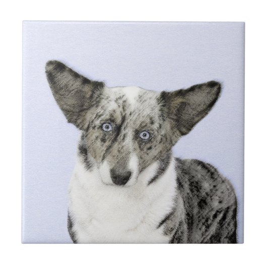Cardigan Welsh Corgi Painting - Original Dog Art Fliese (Vorderseite)
