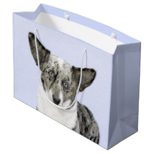 Cardigan Welsh Corgi Painting - Original Dog Art Große Geschenktüte