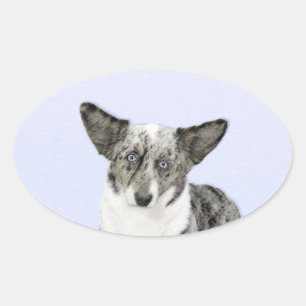 Cardigan Welsh Corgi Painting - Original Dog Art Ovaler Aufkleber