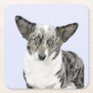 Cardigan Welsh Corgi Painting - Original Dog Art Rechteckiger Pappuntersetzer