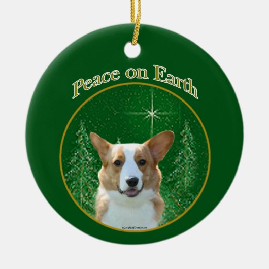 Cardigan Welsh Corgi Peace Keramik Ornament (Vorne)