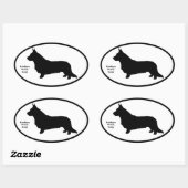 Cardigan Welsh Corgi Silhouette Ovaler Aufkleber (Blatt)