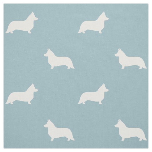 Cardigan Welsh Corgi Silhouetten Pattern Blue Stoff (Muster)