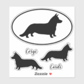 Cardigan Welsh Corgi Silhouetten Vinyl Sticker Set (Blatt)