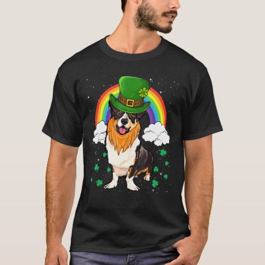 Cardigan Welsh Corgi St Patricks Day Leprechaun T-Shirt (Vorderseite)