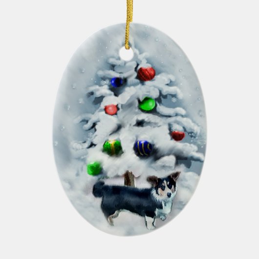 Cardigan Welsh Corgi Weihnachtsdekoration Keramikornament (Vorne)