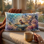 Cardinal at Birdbath Dreamy Garden Ar Lendenkissen<br><div class="desc">This whimsical garden illustration captures a peaceful moment in nature—a vibrant cardinal perched in a birdbath, surrounded by blooming flowers, soft watercolor foliage, and glowing specks of light that feel like fireflies drifting through a twilight garden. The gentle ripples in the water and the delicate bird in flight nearby create...</div>