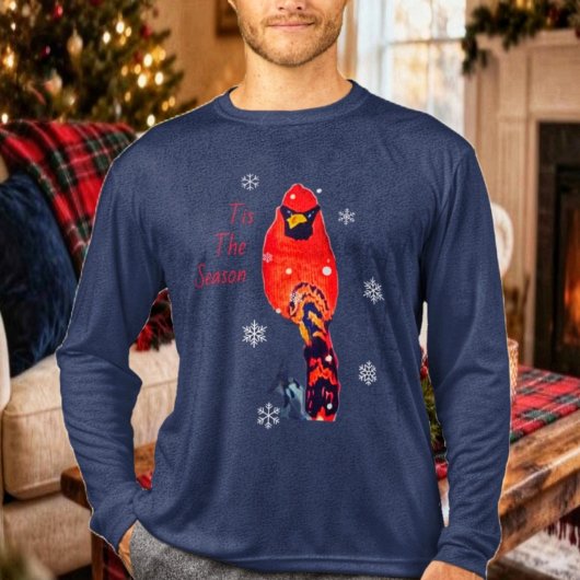 Cardinal Bird In Snowfall Tri-Blend Shirt