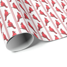 Cardinal Bird Stripes Wrapping Paper