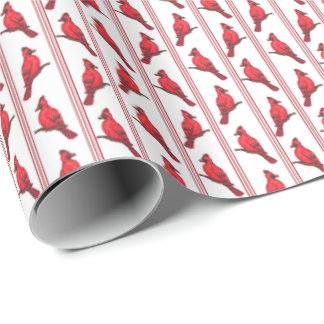 Cardinal Bird Stripes Wrapping Paper Geschenkpapier