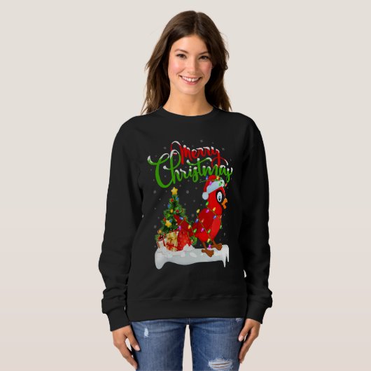 Cardinal Bird Xmas Decoration Santa Cardinal Chri Sweatshirt (Vorne ganz)