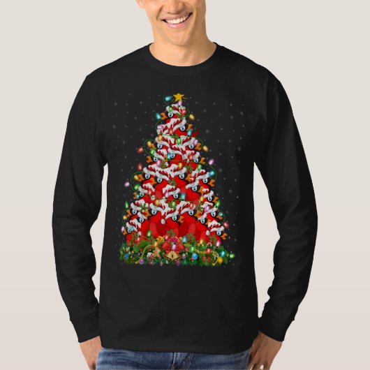 Cardinal Bird   Xmas Light Santa Cardinal Christma T-Shirt (Vorderseite)
