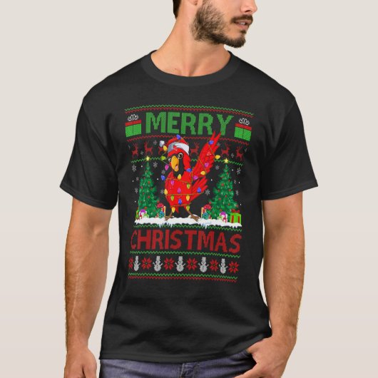Cardinal Bird Xmas Tree Ugly Santa Cardinal Chri T-Shirt (Vorderseite)