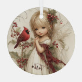 Cardinal Blessings in Quiet Snow Ornament Aus Glas (Rückseite)