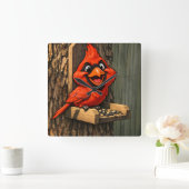 Cardinal Caricature Quadratische Wanduhr (Zuhause)